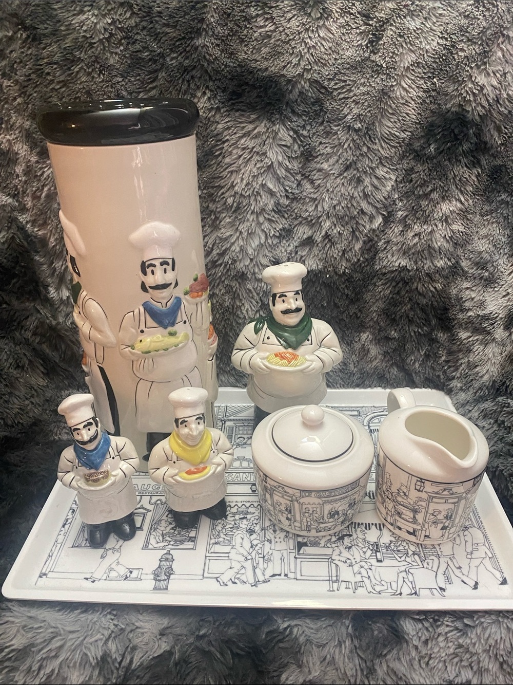 Italian chef-themed ceramic serveware and kitchen storage collection